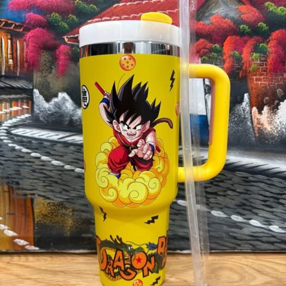 Dragon Ball–Inspired 40 oz Tumbler with Handle & Straw